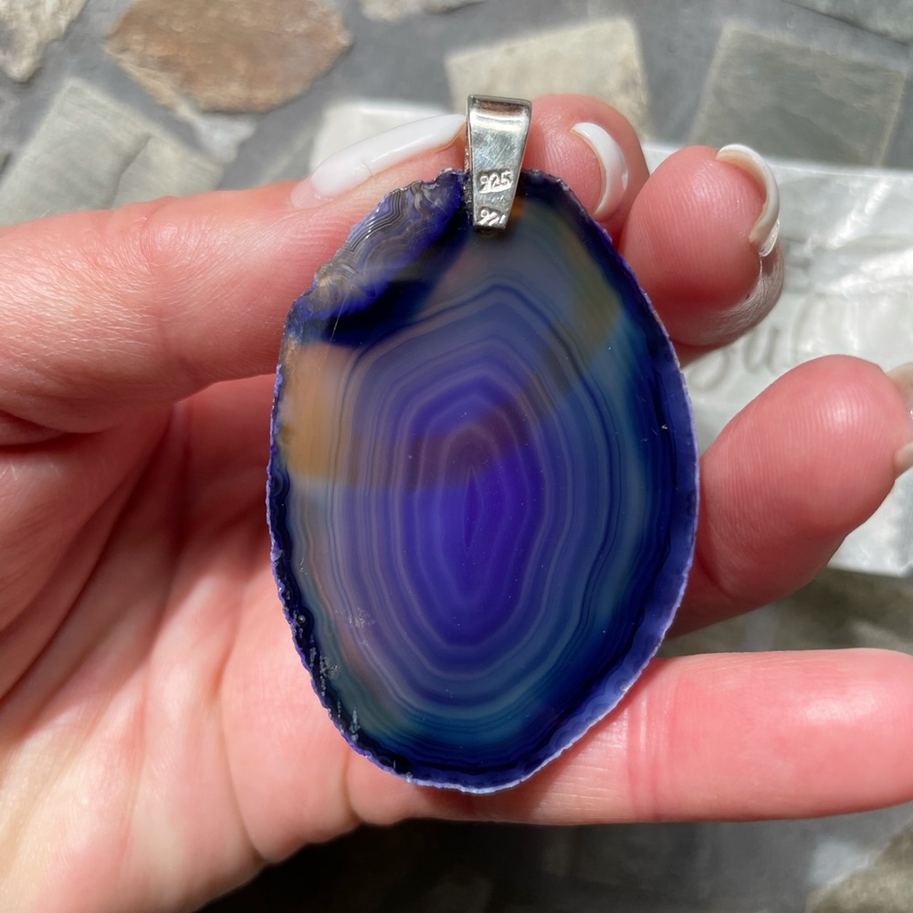 Agate S925 sterling silver pendant - Picture 7 of 9